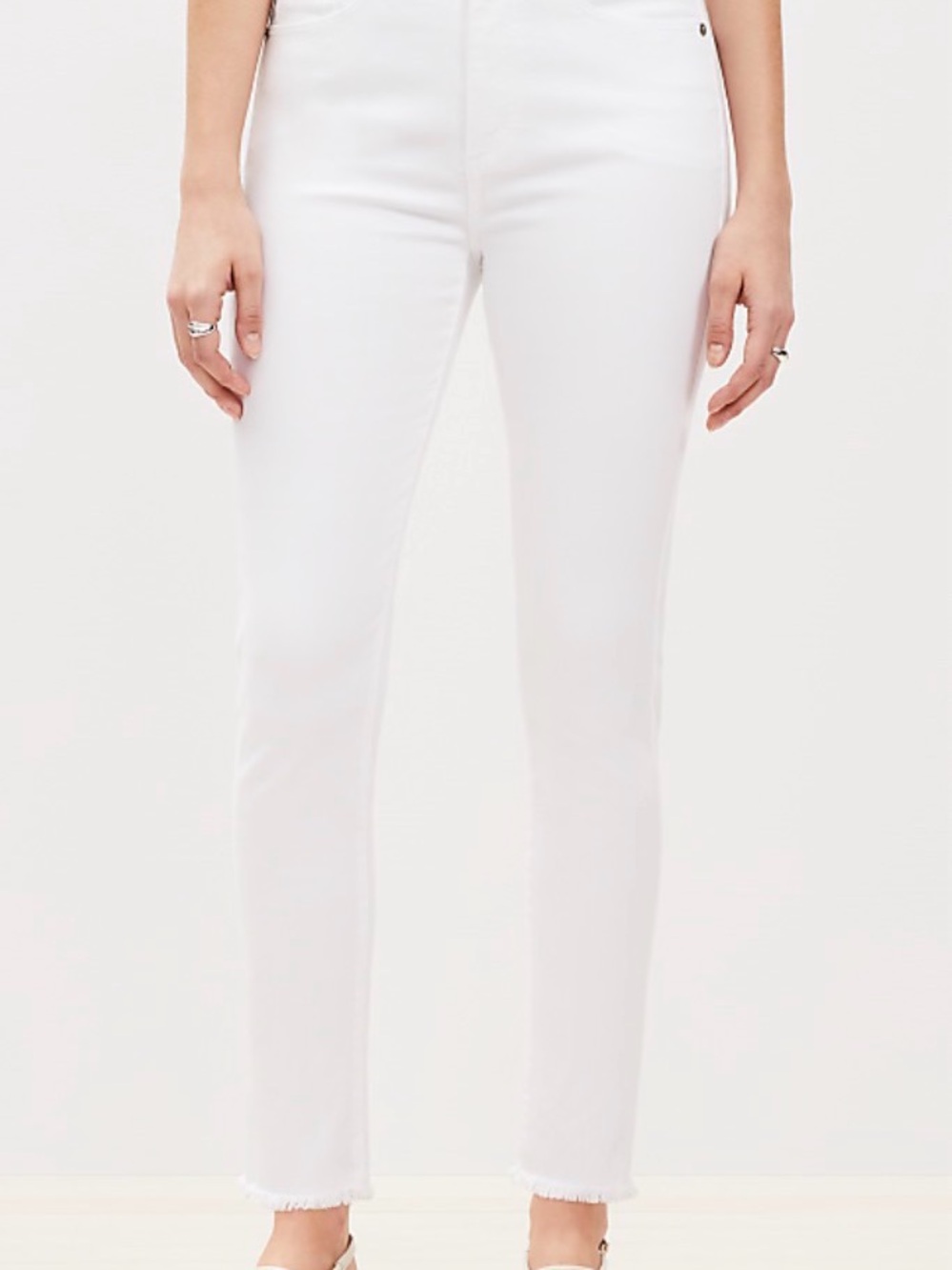 LOFT White High Rise Skinny Ankle Jeans